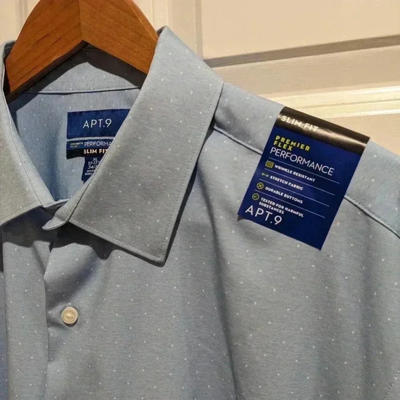 NWT Men's Apt.9 Premier Flex Performance Shirt Light Blue Sz XL - Picture 5 of 10